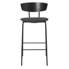 Ferm Living Bar stool Herman Low upholstered black dark gray wood metal textile 39,5x39,5x83,5cm