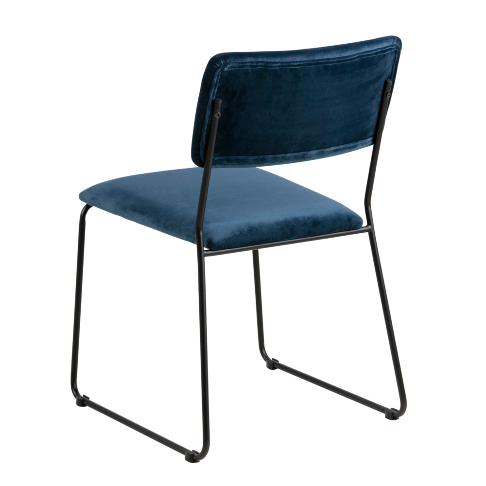 wonenmetlef dining chair jill navy blue 66 black vic textile metal  50x535x80cm
