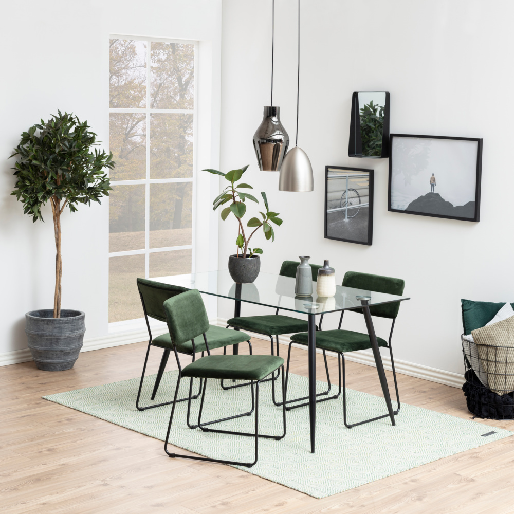 wonenmetlef dining chair jill forest green 68ac black vic textile metal  50x535x80cm