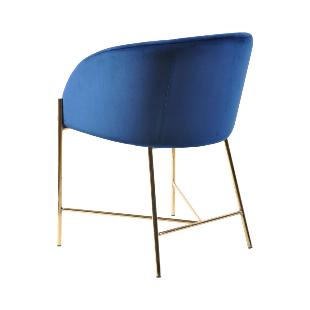 mister frenkie dining chair manny dark blue gold vic textile metal  56x54x76cm