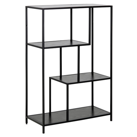 Mister Frenkie Cabinet Levi Black Wood Metal 2 Shelves 77x35x114cm