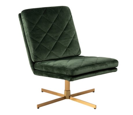 mister FRENKIE Armchair Lynn Forest Green Gold VIC Textile Metal 60x79x87cm