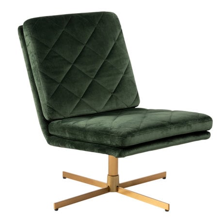 mister FRENKIE Armchair Lynn Forest Green Gold VIC Textile Metal 60x79x87cm