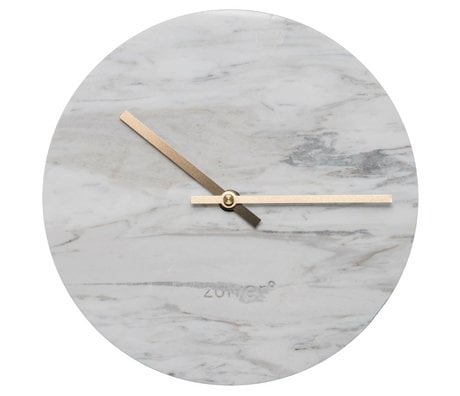 Zuiver Marble clock with gold copper pointers Ø25x4,5cm