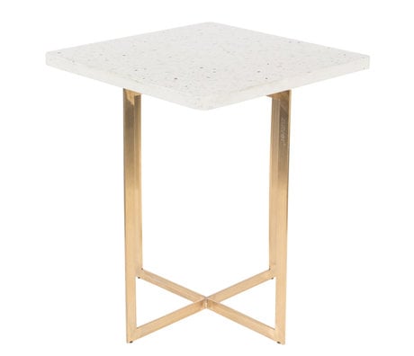 Zuiver Table d'appoint Luigi Square fer blanc terrazo 40x40x45 cm