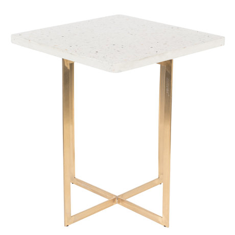 Zuiver Beistelltisch Luigi Square weiß Terrazo Eisen 40x40x45 cm