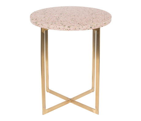 Zuiver Side table Luigi Round pink Terrazo iron Ø40x45cm