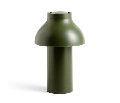 HAY Lampe PC Portable en plastique vert olive ¯14x22cm