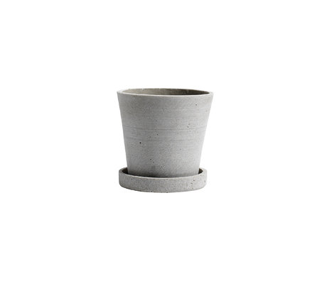 HAY Flowerpot with saucer Flowerpot S gray stone Ø11x10.5cm
