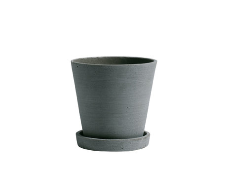 HAY Vaso per fiori con piattino Flowerpot M pietra verde Ø14x13,5cm