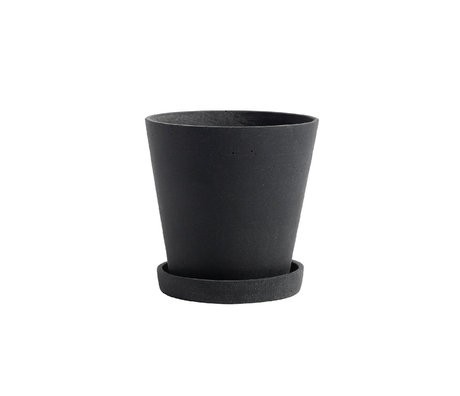 HAY Flowerpot with saucer Flowerpot M black stone Ø14x13.5cm