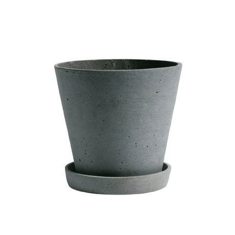 HAY Flowerpot with saucer Flowerpot L green stone Ø17.5x16.5cm