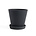 HAY Vaso per fiori con piattino Flowerpot L pietra nera Ø17.5x16.5cm