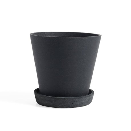 HAY Flowerpot with saucer Flowerpot L black stone Ø17.5x16.5cm