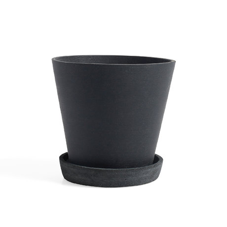 HAY Pot de fleurs avec soucoupe Flowerpot L pierre noire Ø17,5x16,5cm