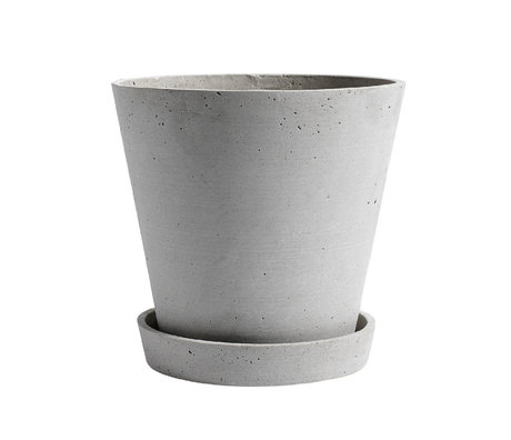 HAY Flowerpot with saucer Flowerpot XL gray stone Ø21.5x20cm