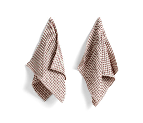 HAY Toalla + paño de cocina Twist algodón burdeos juego de 4 29x29cm / 65x38cm