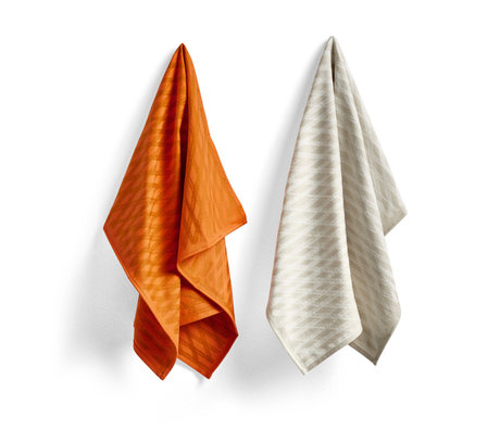 HAY Torchon No2 Marker Diamond orange coton lot de 2 75x52cm