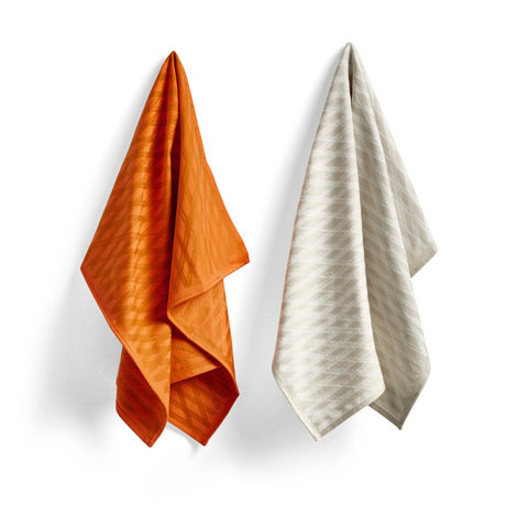 HAY Tea towel No2 Marker Diamond orange cotton set of 2 75x52cm