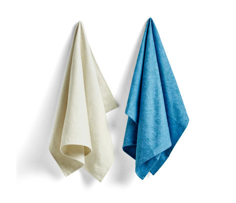 HAY Tea towel No7 Ballpoint Scribble blue cotton set of 2 75x52cm