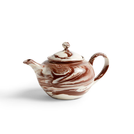 HAY Théière en porcelaine marron marbrée 25x15x14.5cm