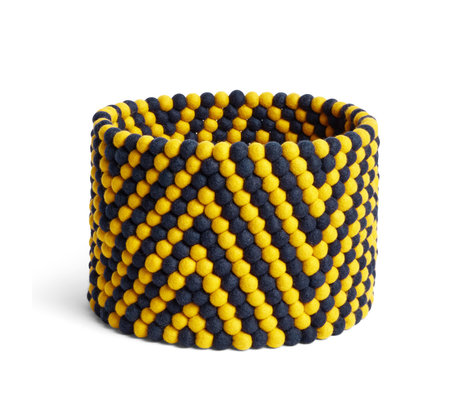 HAY Panier de rangement Bead Basket en laine jaune Ø40x30cm