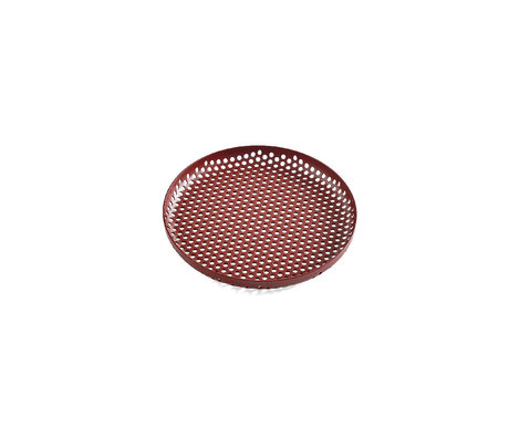 HAY Plateau Plateau perforé S aluminium rouge bordeaux Ø20x2cm