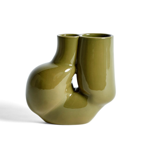 HAY Vase Chubby olivgrünes Porzellan 20x10,5x19,5cm