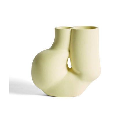 HAY Vase Chubby porcelaine jaune clair 20x10.5x19.5cm