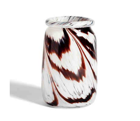 HAY Vase Splash Rullehals L brunhvidt glas Ø17,5x27cm