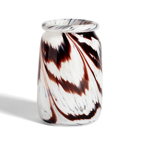 HAY Vase Spritzrollkragen L braunweißes Glas Ø17,5x27cm