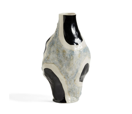 HAY Vase Glossy Cow grauer schwarzer Stein Ø15x27cm