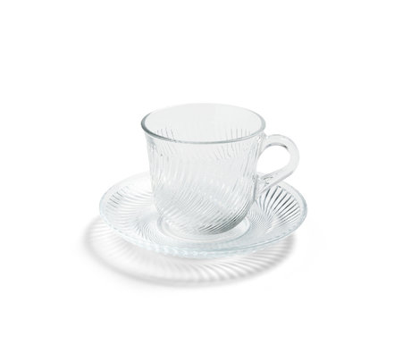 HAY Tasse mit Untertasse Pirouette transparentes Glas Ø14x9cm