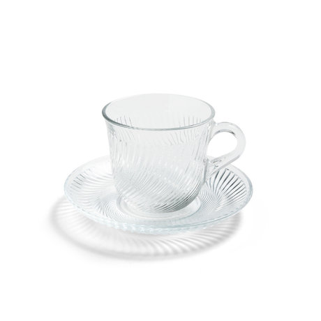 HAY Taza con platillo Pirouette vidrio transparente Ø14x9cm