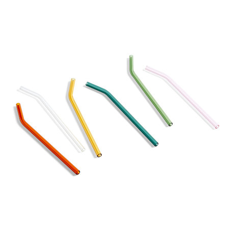 HAY Straws Sip Glat flerfarvet glassæt på 6 Ø0,8x19cm