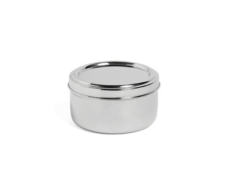 HAY Lunchbox Round with Tray silver stainless steel Ø15x8cm