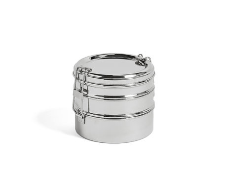 HAY Lunchbox Round 3 Layers Silber Edelstahl Ø13x11cm