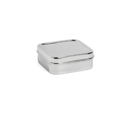 HAY Fiambrera Square S plata acero inoxidable 13,5x13,5x5cm