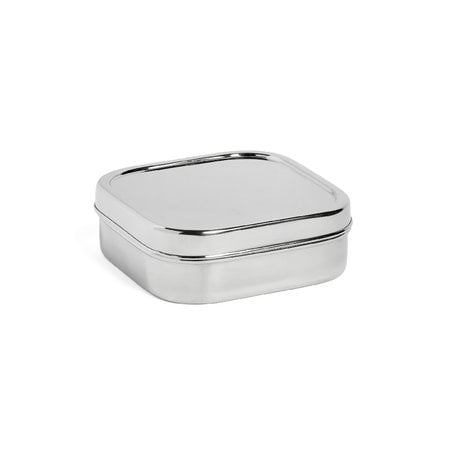 HAY Lunchbox Square M silver stainless steel 16x16x5.5cm