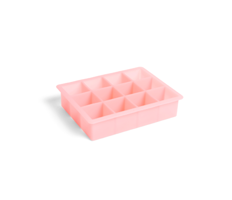 HAY Molde para cubitos de hielo cuadrado 12 cubos silicona rosa 18x14x4cm