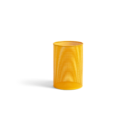 HAY Trash can Perforated Bin M yellow metal Ø25x36cm