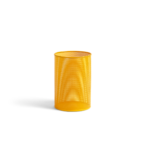 HAY Trash can Perforated Bin M yellow metal Ø25x36cm