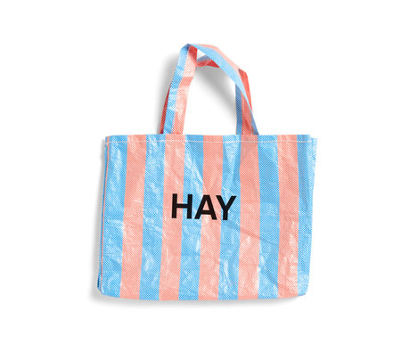 HAY Bolsa Candy Stripe M plástico azul naranja 50x12x37cm