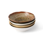 HK-living Kyoto flerfarvet keramisk skål sæt med 4 Ø16,5x4,5cm