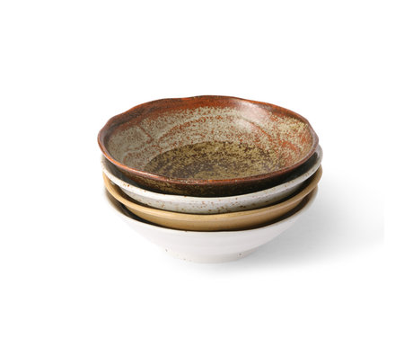 HK-living Kyoto multicolored ceramic bowl set of 4 Ø16.5x4.5cm