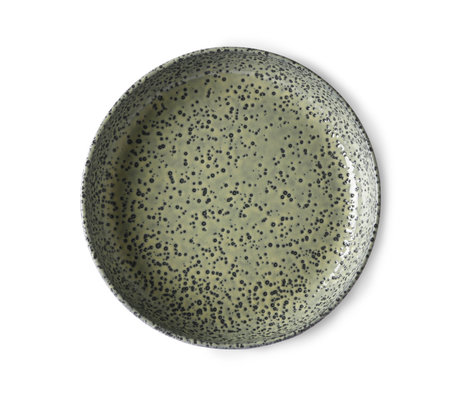 HK-living Plato de cerámica verde degradado set de 2 Ø21,5x4,3cm
