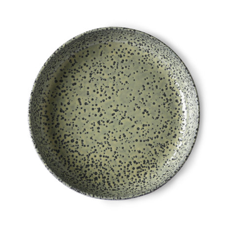 HK-living Platte Farbverlauf grünes Keramikset von 2 Ø21,5x4,3 cm