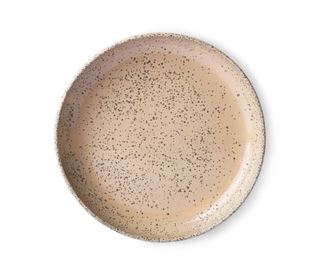 HK-living Plato de cerámica beige degradado set de 2 Ø21,5x4,3cm