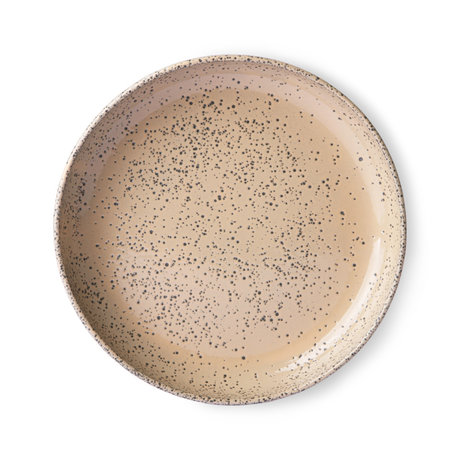 HK-living Platte Farbverlauf beige Keramik Set von 2 Ø21,5x4,3 cm