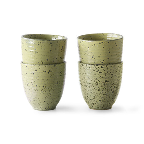 HK-living Mug in ceramica giallo chiaro sfumato set di 4 Ø8,5x9cm